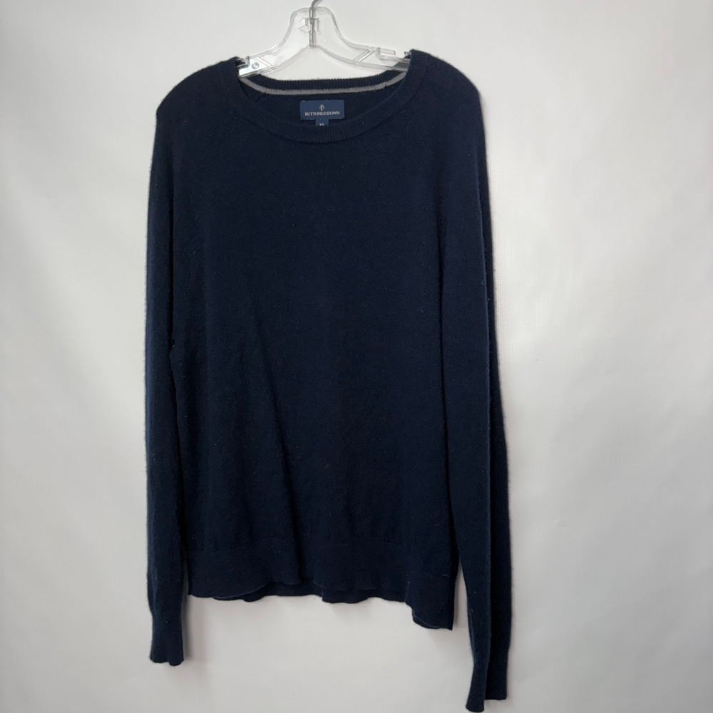 Buttoned Down Mens XXL Navy Blue 100% Cashmere Crewneck Sweater Long Sleeve